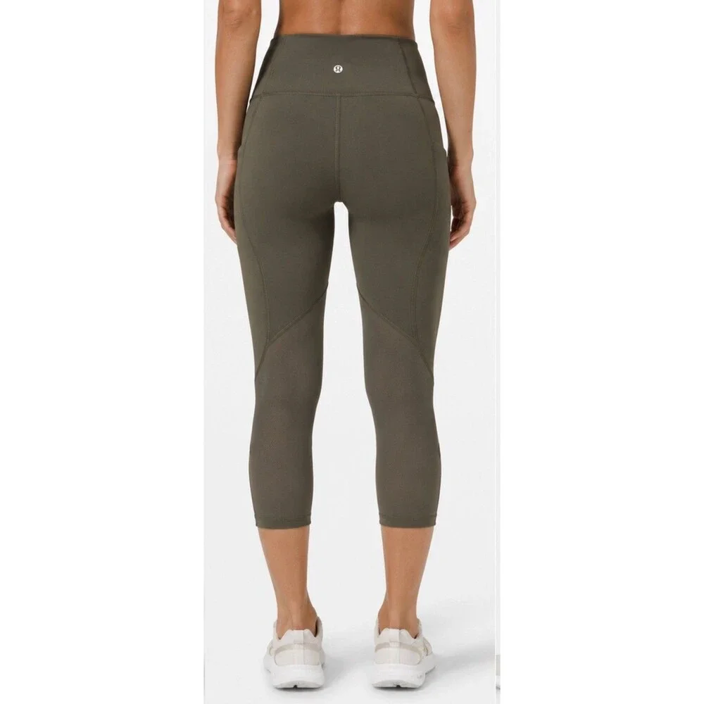 Lululemon Pace Rival High-Rise Crop Leggings Women’s Size 8 Dark Olive Green 22”